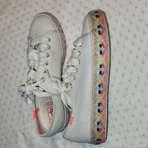 Keds Tripple Kick Colorful Canvas Sneakers with Embroidered Espadrilles sz 8